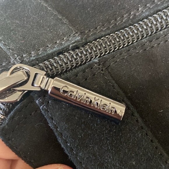 Calvin Klein size 7 black suede booties heels with open toes $100 - Picture 8 of 14